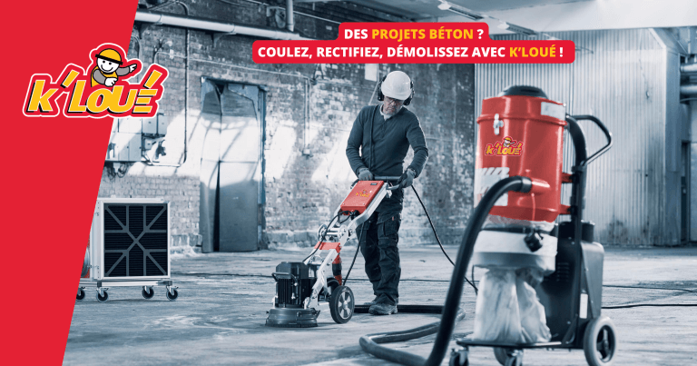 Travailler le béton frais ou ancien ? Louez les équipements de mise en place et de démolition chez K'LOUÉ.