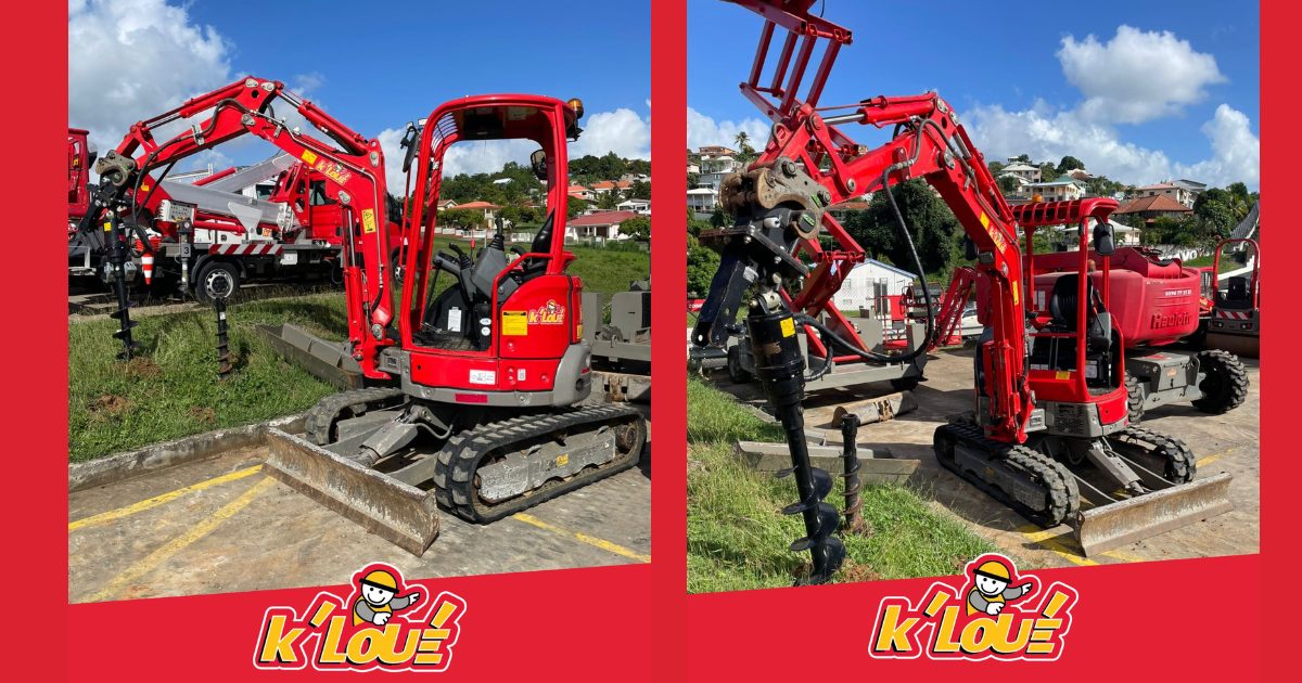 Chez K’Loué, les tarières hydrauliques s’utilisent en binôme avec une mini-pelle pour faciliter le forage de la terre. Elles sont idéales