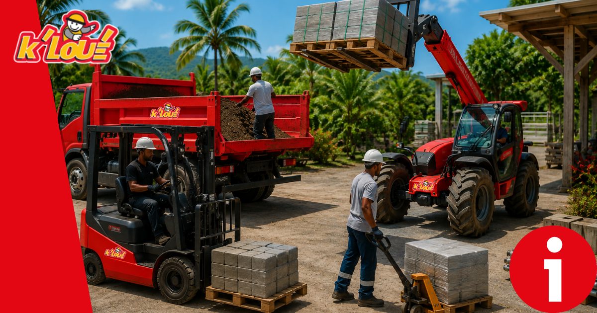 Transport et manutention : louer le matériel adapté pour déplacer, charger et livrer efficacement – K’LOUÉ Martinique et Guadeloupe.