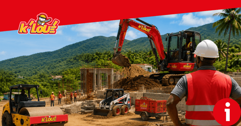 Location matériel TP Martinique | Mini-pelle, compacteur, terrassement et VRD
