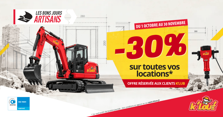 🔴 Les Bons Jours d’Artisans : -30 % sur vos locations en octobre !